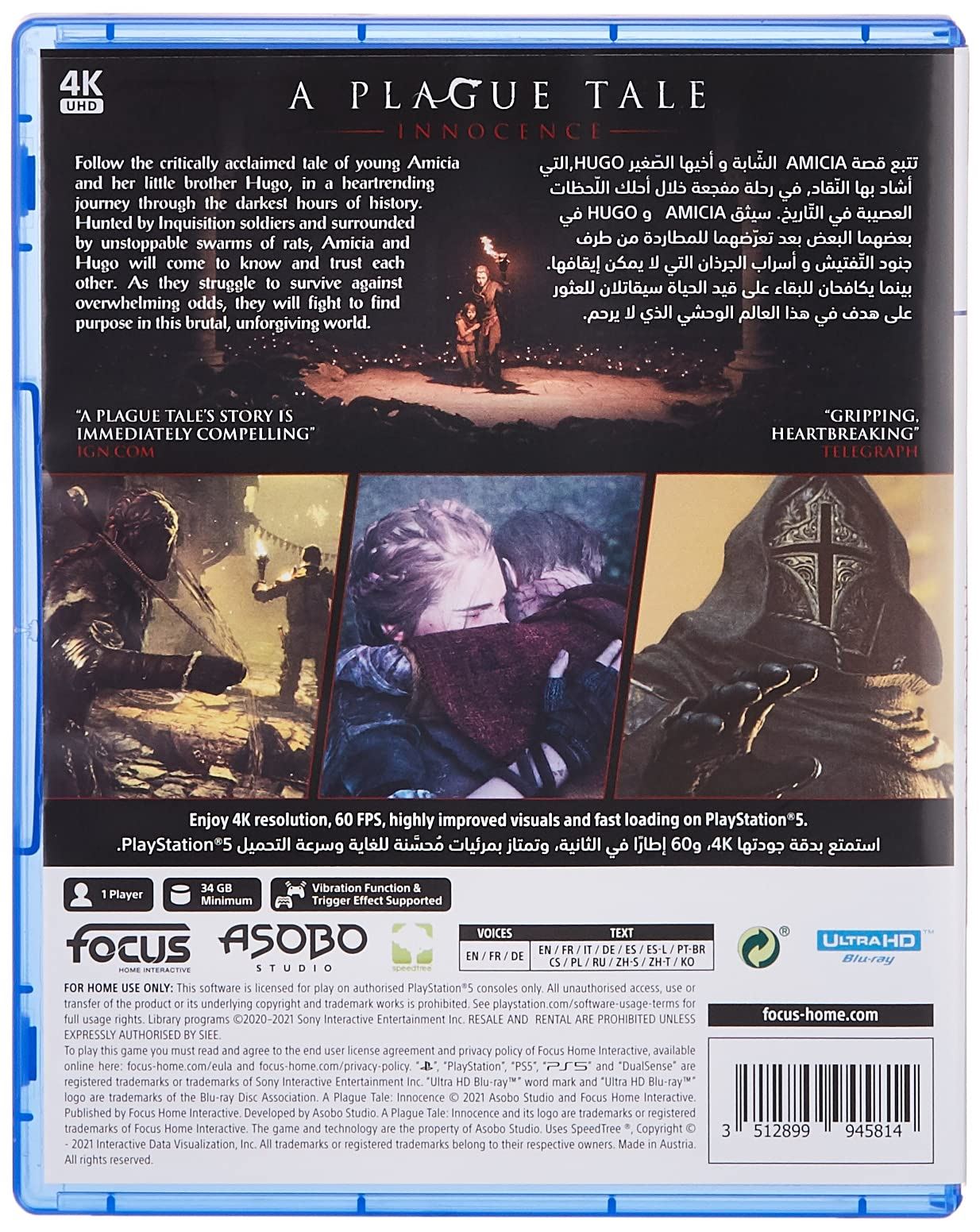 FOCUS HOME INTERACTIVE A Plague Tale: Innocence HD *New & Sealed*