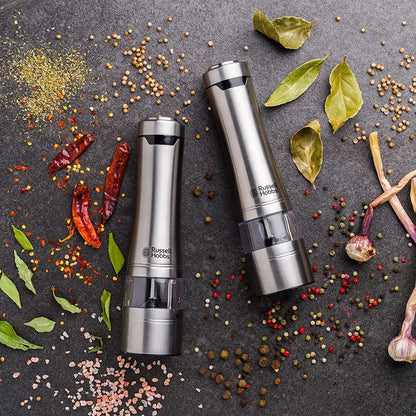 Russell Hobbs - Battery Powered Salt and Pepper Grinders - Stainless Steel /Home