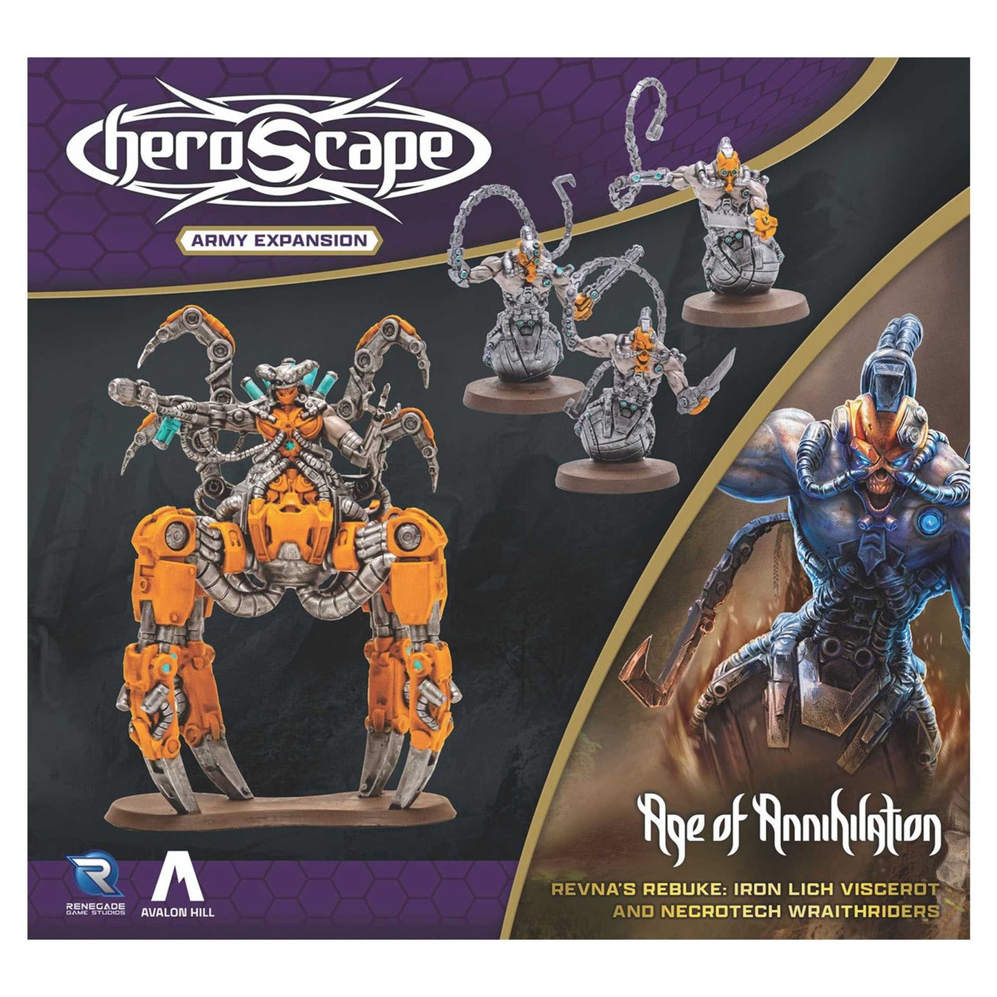 Heroscape: Revna?s Rebuke: Iron Lich Viscerot and Necrotech Wraithriders Army Ex