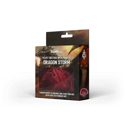 Velvet Compartment Dice Bag- Red Dragon Scales: Dragon Storm: FanRoll