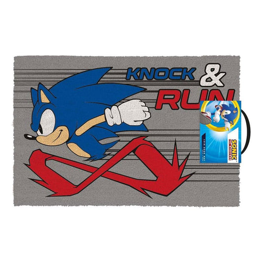Sega Hedgehog Knock and Run Coir Doormat - Grey, Red and Blue