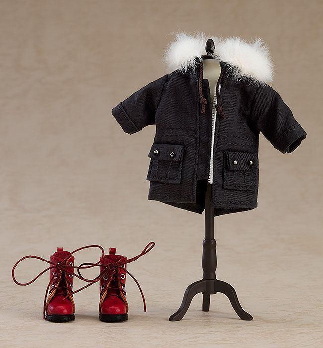 Original Character Parts for Nendoroid Doll Warm Clothing Boots & Mod Coat Black