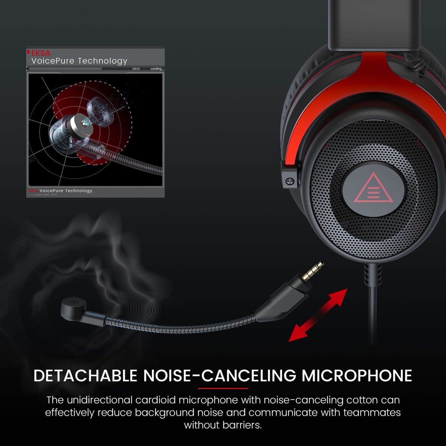 EKSA E900 Gaming Headset with 3D Stereo Sound & Detachable Noise Cancelling Micr