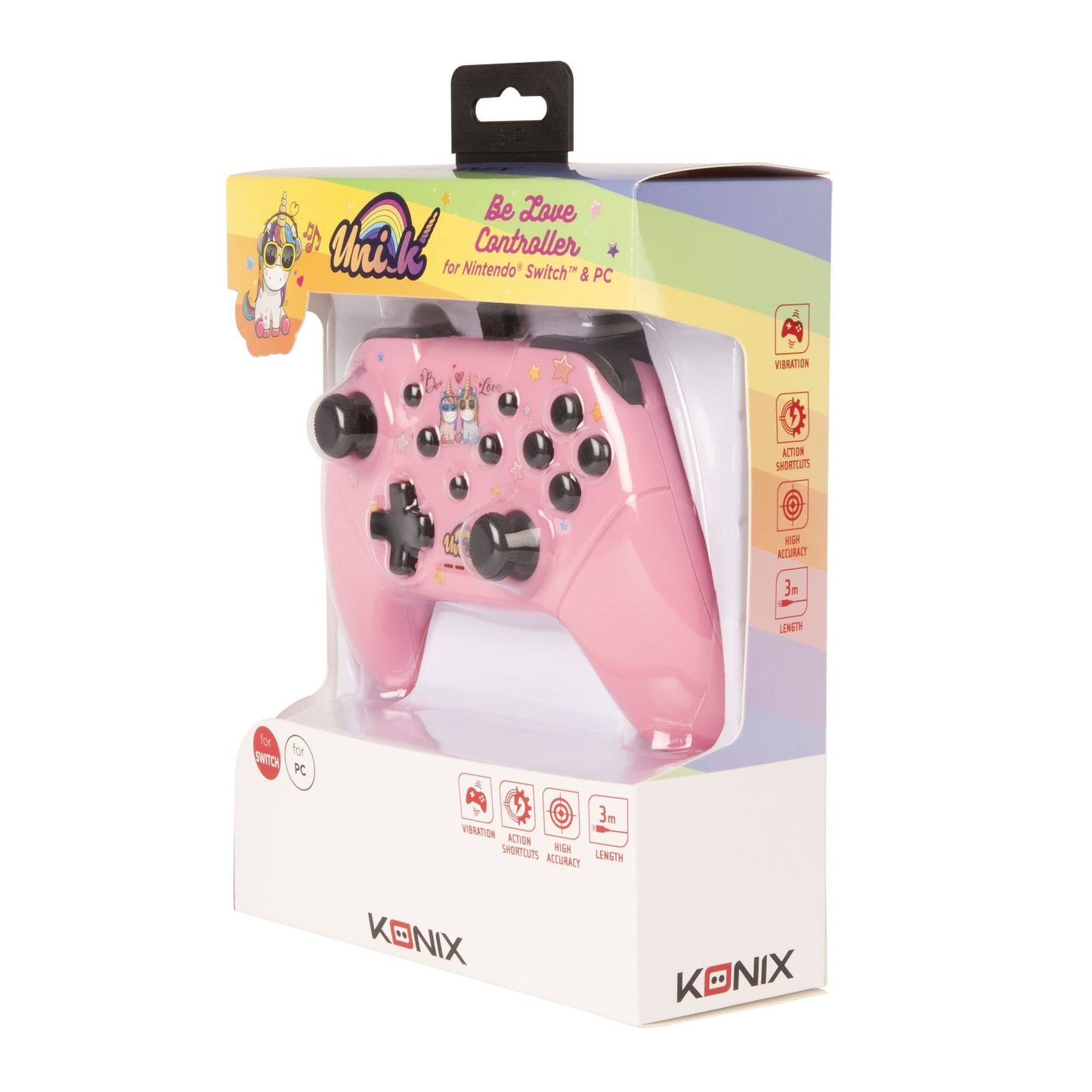 Konix Unik Switch Wired Controller (Be Love Pink) /Switch