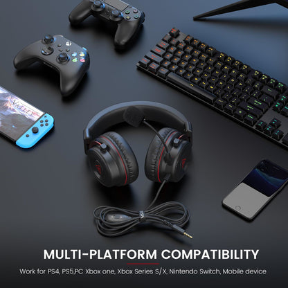 EKSA E900 Gaming Headset with 3D Stereo Sound & Detachable Noise Cancelling Micr