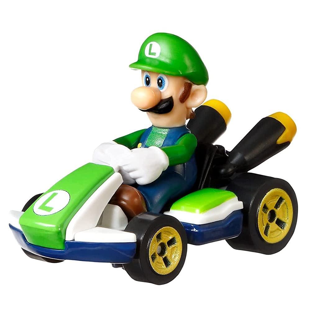 DieCast Hotwheels Luigi Standard Kart 1:55 Scale Super Mario Kart