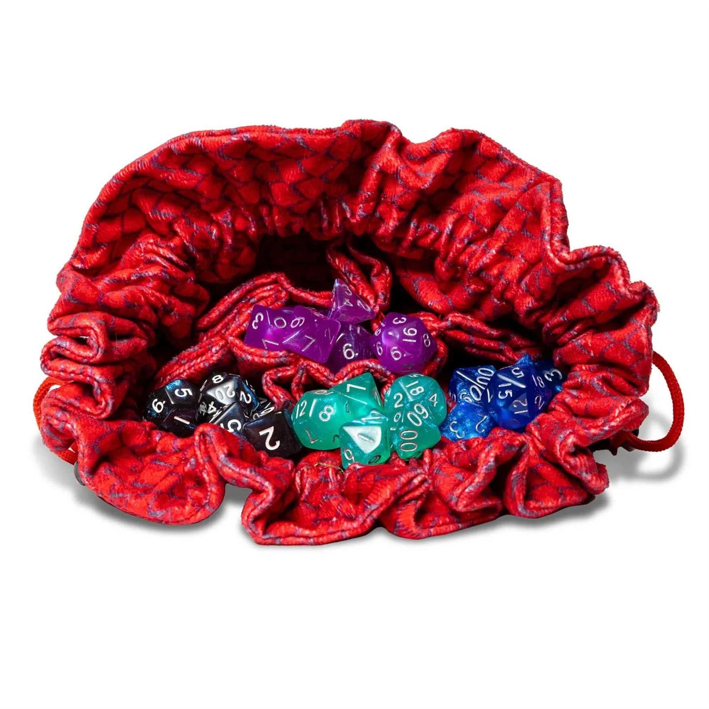 Velvet Compartment Dice Bag- Red Dragon Scales: Dragon Storm: FanRoll