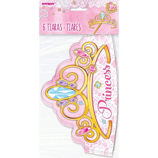 Unique Party 58138 - Paper Pink Princess Tiaras, Pack of 6 /Toys