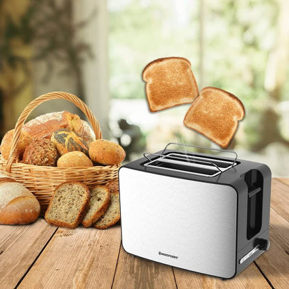 Westpoint Deluxe 2 Slice Toaster 730-870W (Stainless Steel & Black) (UK Plug)
