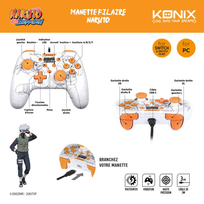 Konix Naruto Switch Wired Controller (White) /Switch
