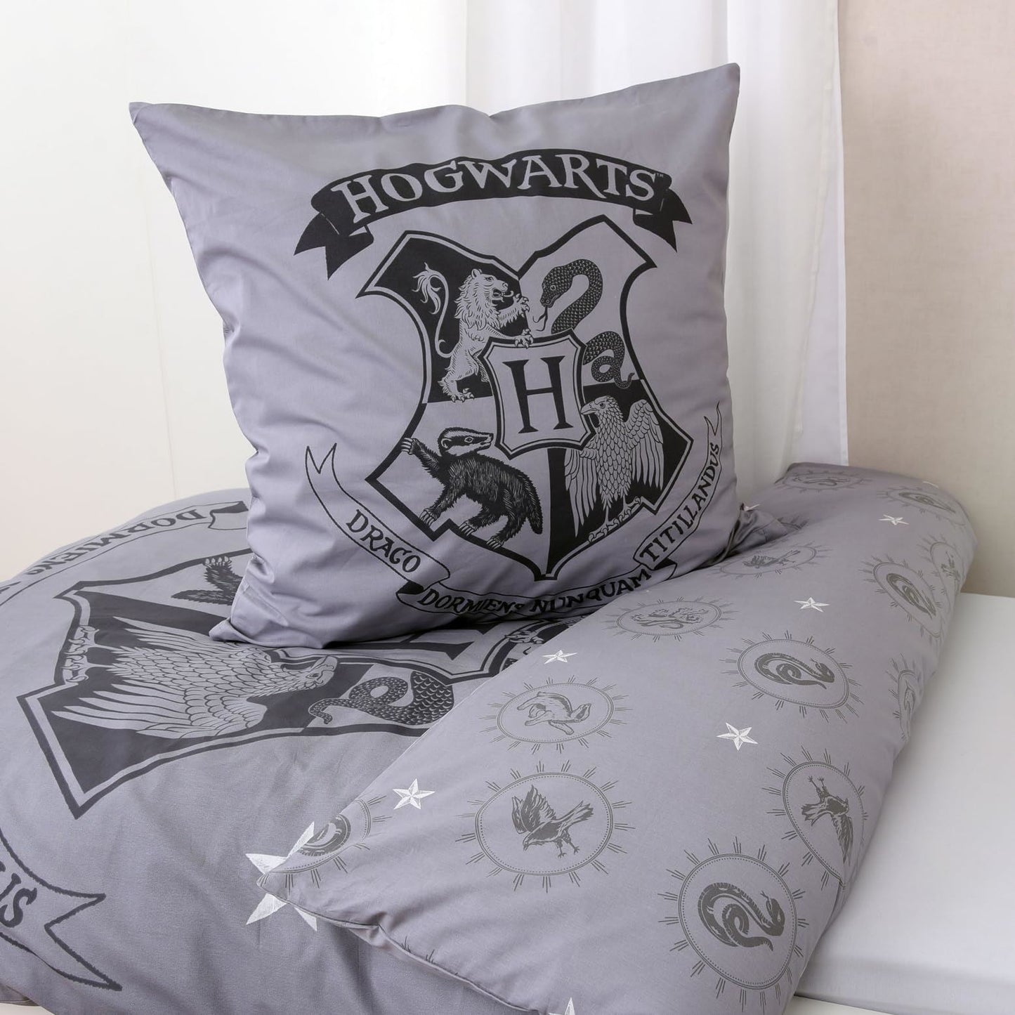 Harry Potter Duvet Set Grey 135 x 200 cm / 80 x 80 cm