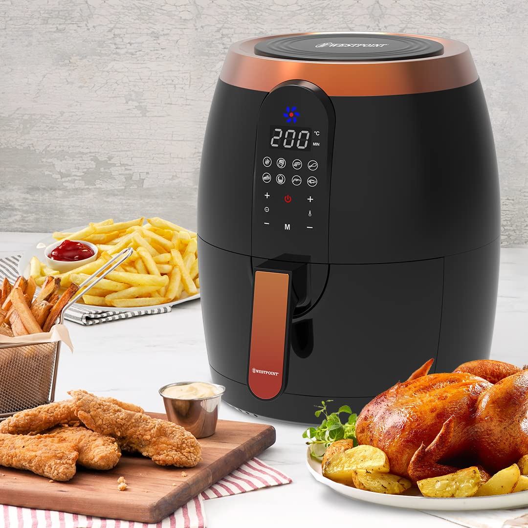 Westpoint 3.5L Deluxe Digital Air Fryer 1200-1400W (Black & Rose Gold) (UK Plug)