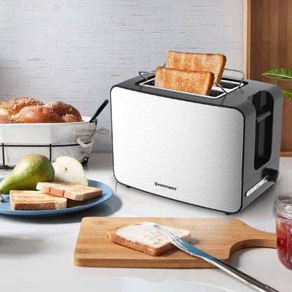 Westpoint Deluxe 2 Slice Toaster 730-870W (Stainless Steel & Black) (UK Plug)