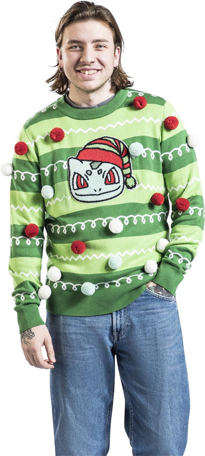 Pokemon Sweatshirt Christmas Jumper Bulbasaur Size M