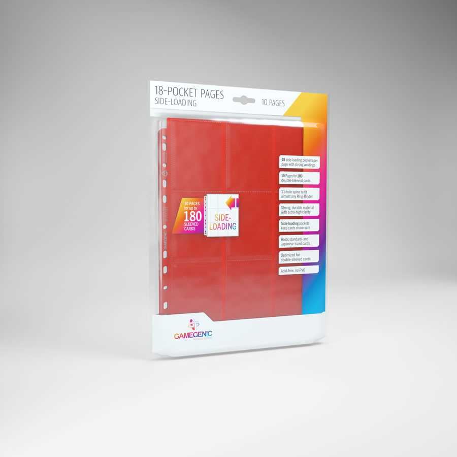 Gamegenic Sideloading 18-Pocket Pages 10 pcs pack Red