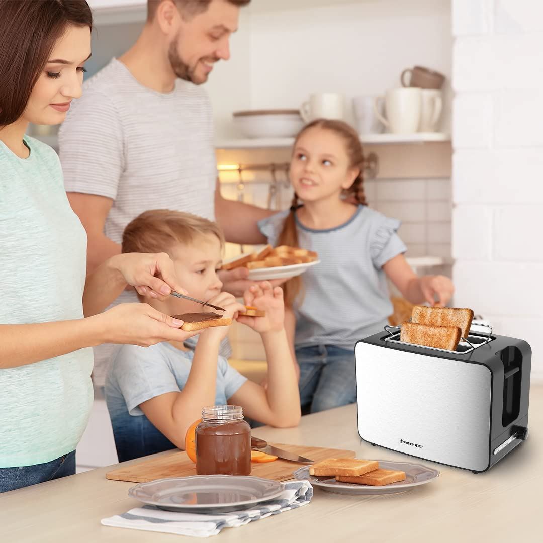 Westpoint Deluxe 2 Slice Toaster 730-870W (Stainless Steel & Black) (UK Plug)