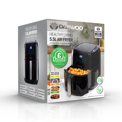 Daewoo 5.5 Litre Digital Air Fryer (Black) (UK Plug) /Kitchen
