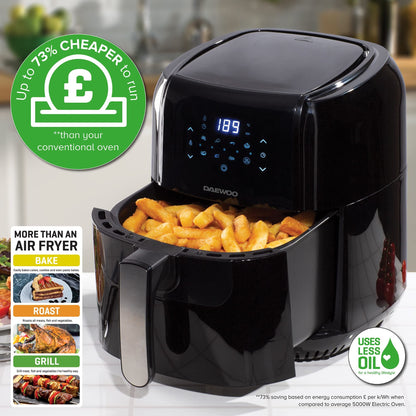 Daewoo 5.5 Litre Digital Air Fryer (Black) (UK Plug) /Kitchen