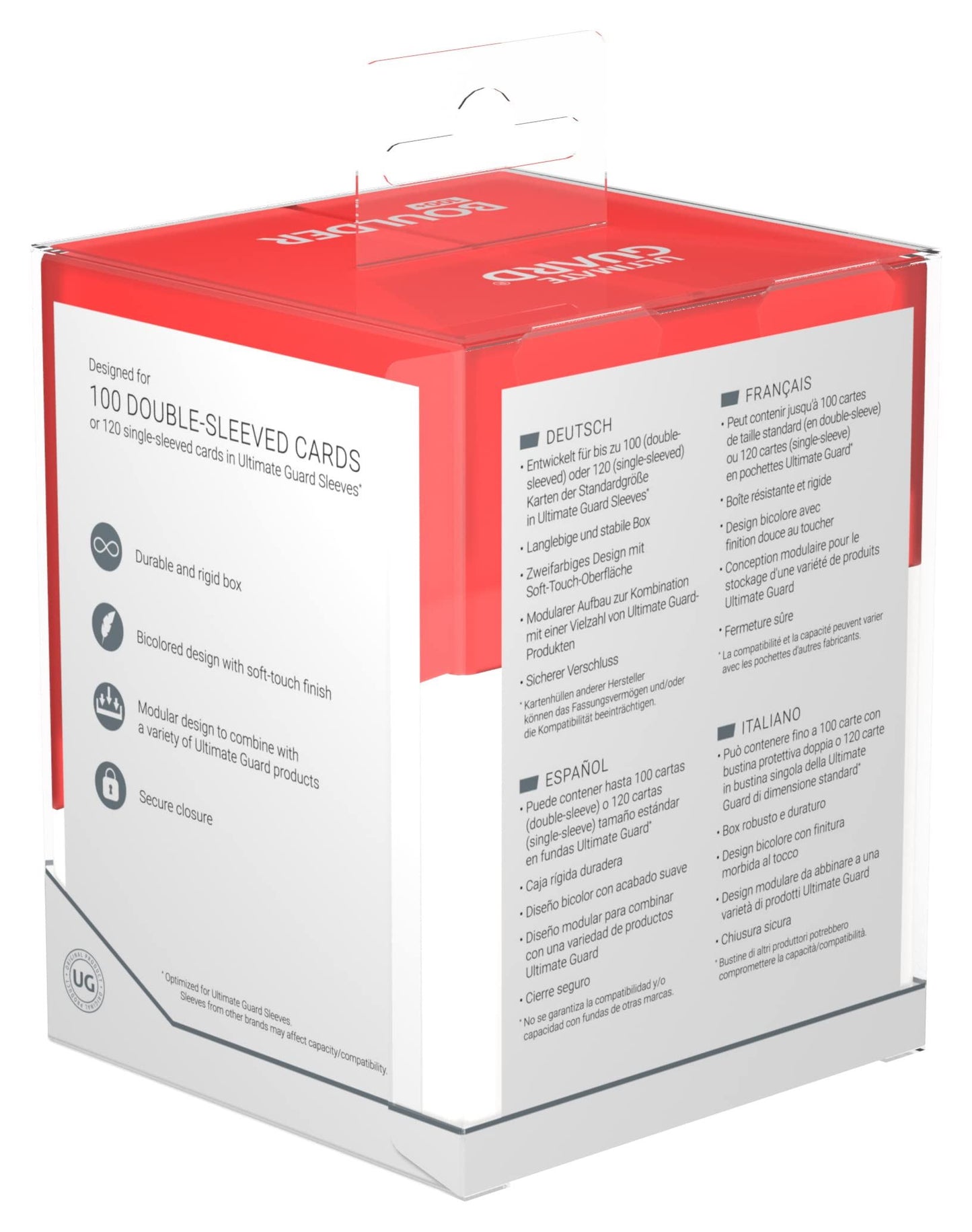 Ultimate Guard Boulder Deck Case 100+ SYNERGY Red/White