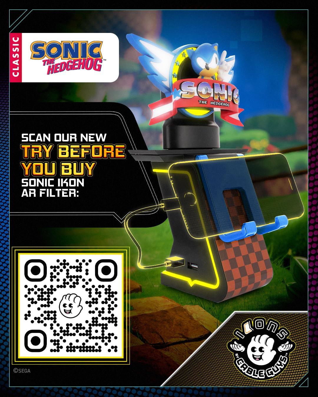 Sonic The Hedgehog Ikon Cable Guy Logo 20 cm