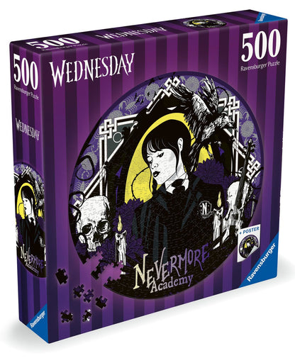 Wednesday Round Jigsaw Puzzle Nevermore Academy (500 pieces)