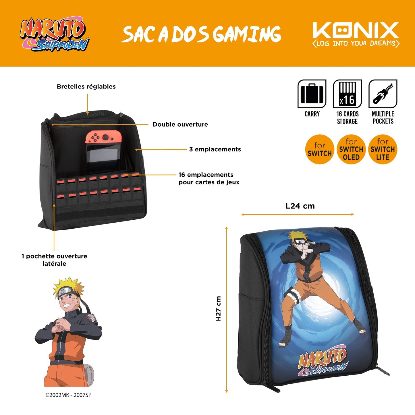 Konix Naruto Switch Gaming BackPack (Blue) /Switch