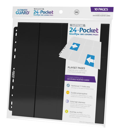 Ultimate Guard UGD010829 24-Pocket QuadRow Side-Loading Pages Album, Black