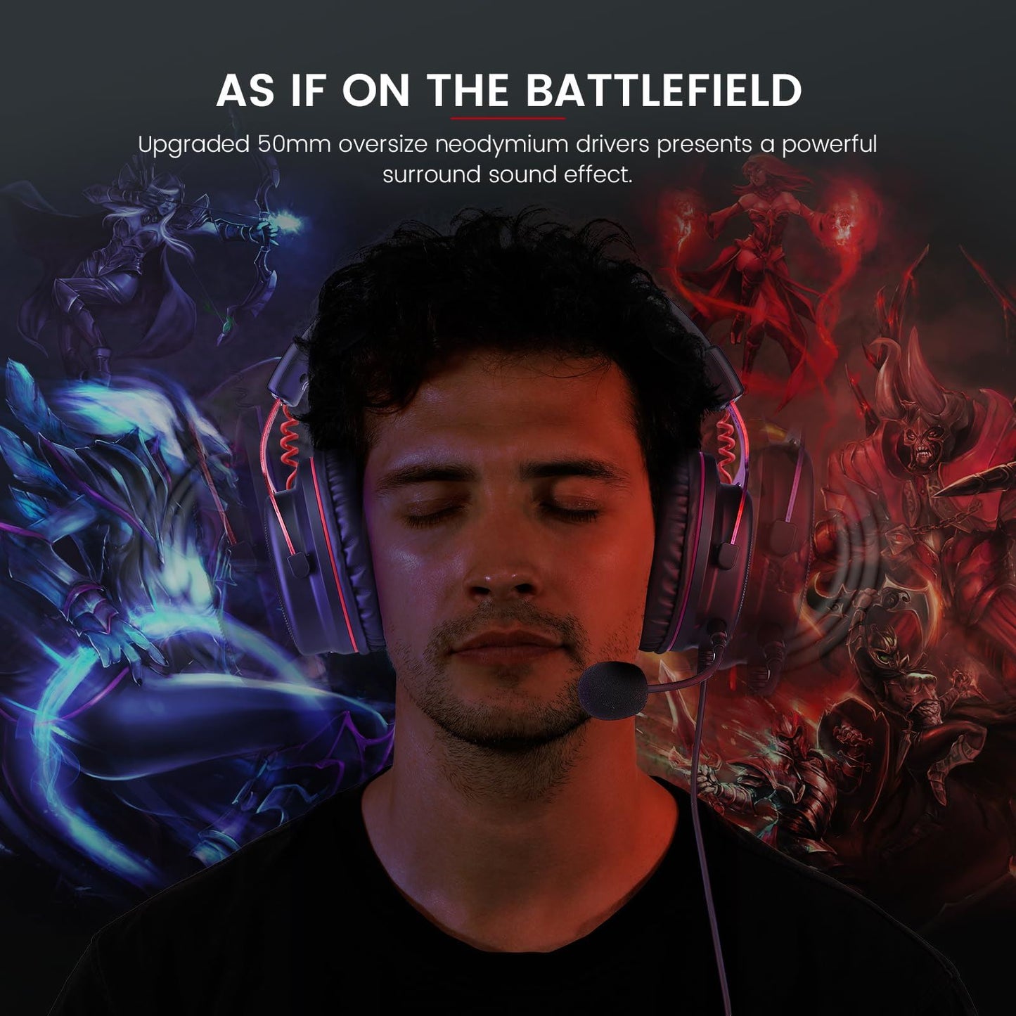EKSA E900 Gaming Headset with 3D Stereo Sound & Detachable Noise Cancelling Micr