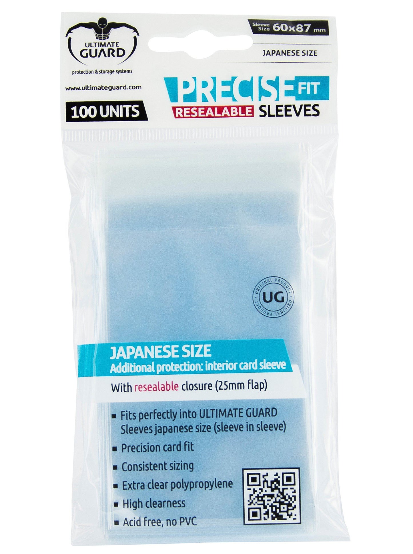 Ultimate Guard Precise-Fit Sleeves Resealable Japanese Size Transparent (100)