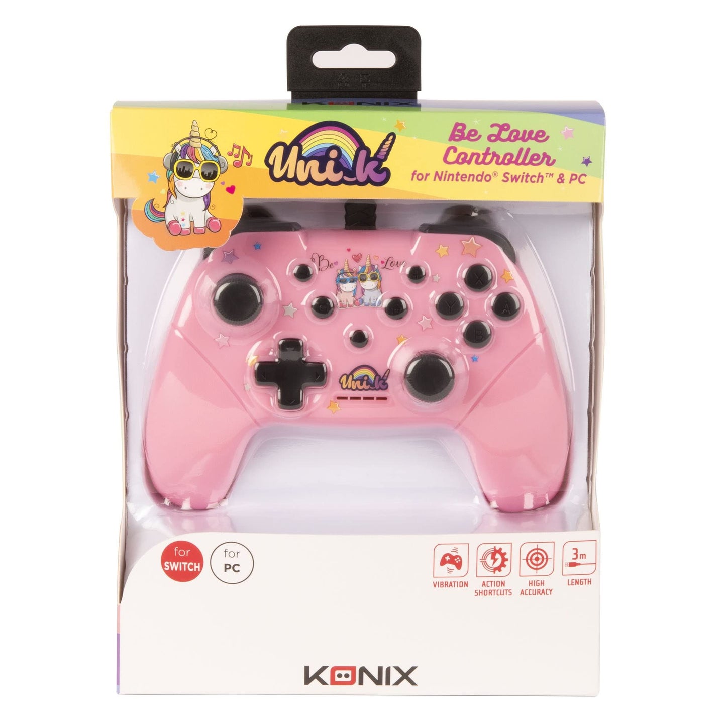 Konix Unik Switch Wired Controller (Be Love Pink) /Switch