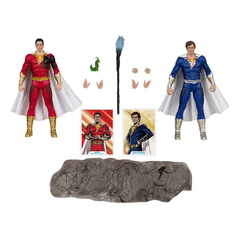DC Multiverse Figures 2Pk Shazam Battle Damage & Freddie Freeman Gold Label 18cm