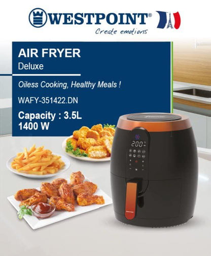Westpoint 3.5L Deluxe Digital Air Fryer 1200-1400W (Black & Rose Gold) (UK Plug)
