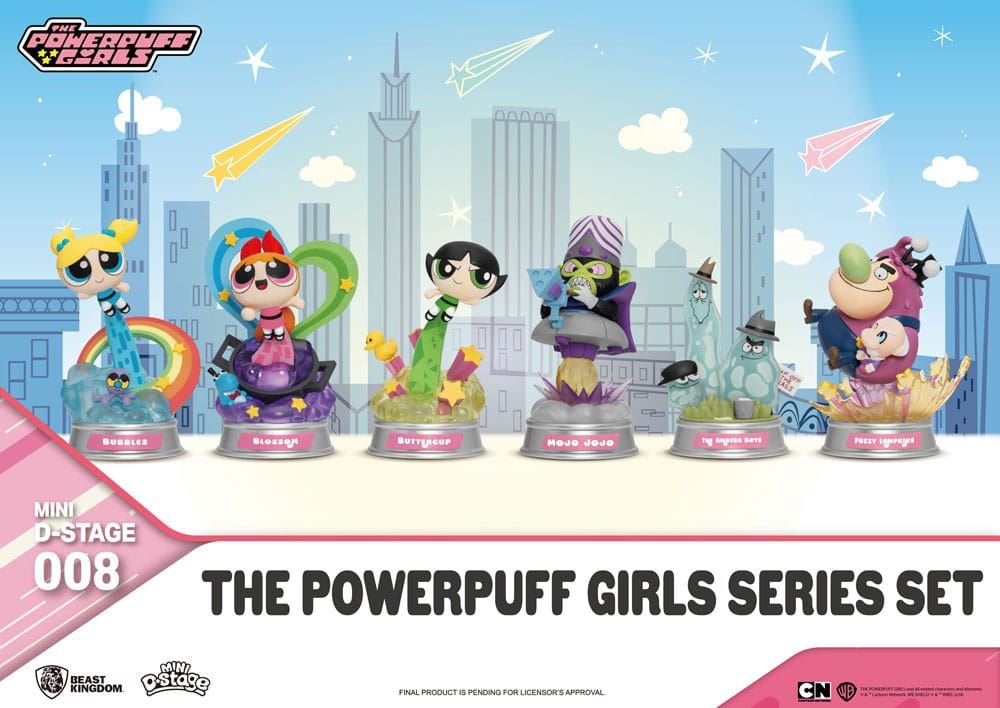 The Powerpuff Girls Mini Diorama Stage Statues Powerpuff Girls Series Set 12cm
