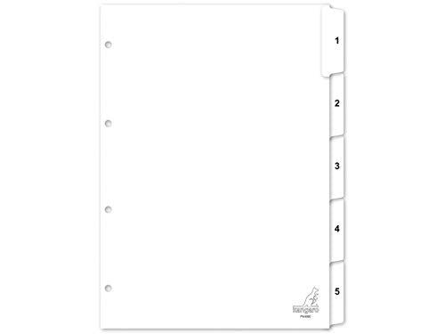 Tabs Kangaro 4-holes PK405C 1-5 numbered white cardboard /Stationary