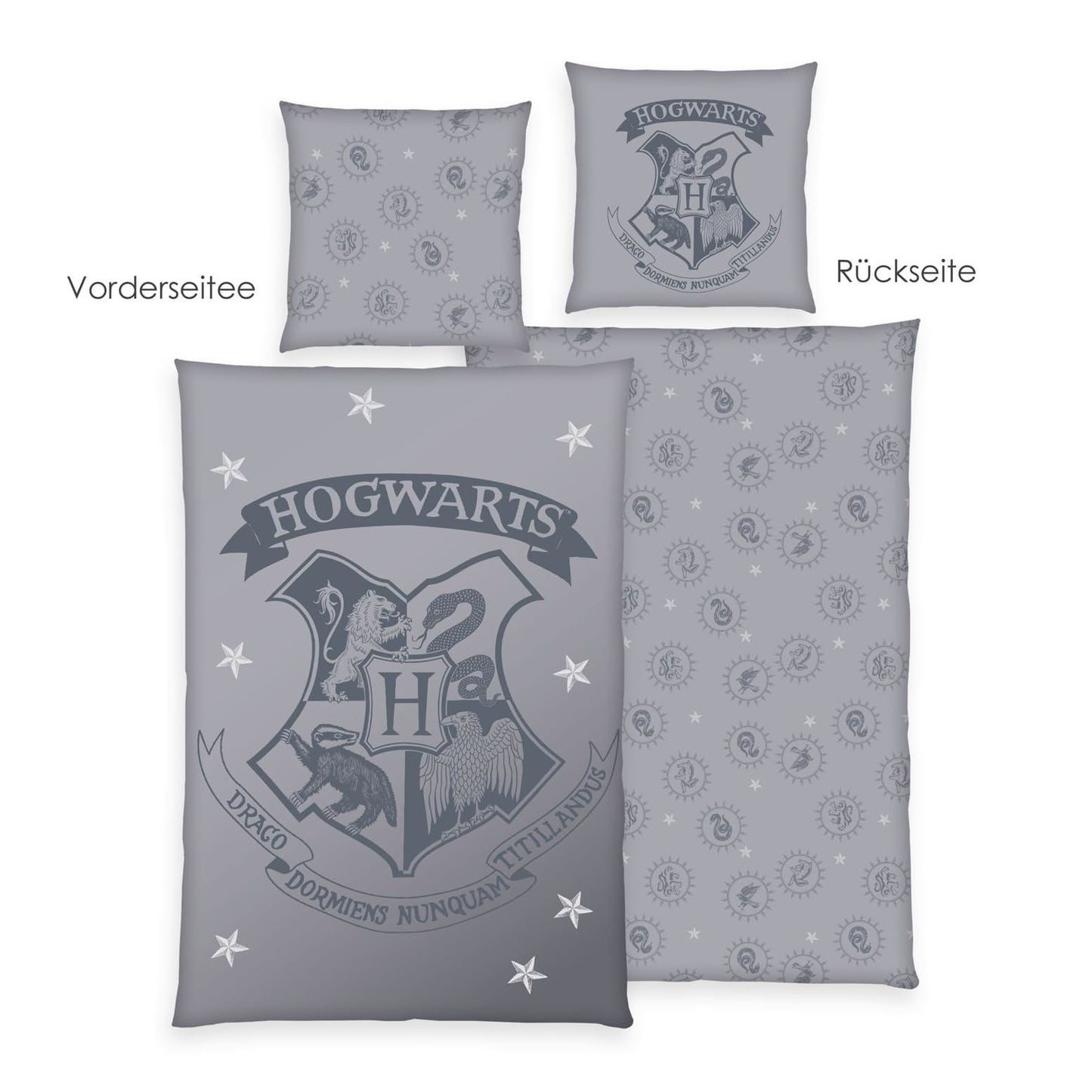 Harry Potter Duvet Set Grey 135 x 200 cm / 80 x 80 cm
