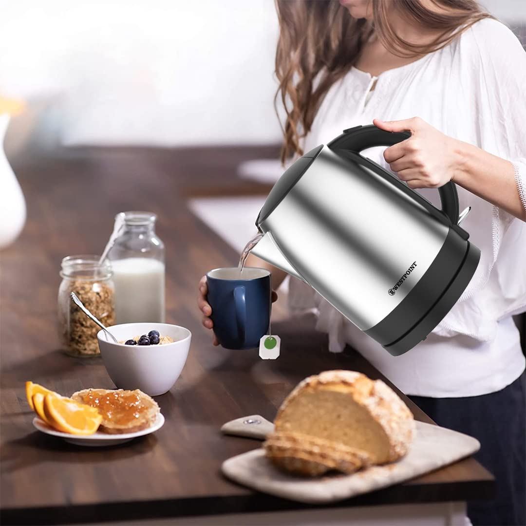 Westpoint 1.7L Deluxe Kettle 1850-2200W (Stainless Steel & Black) (UK Plug)