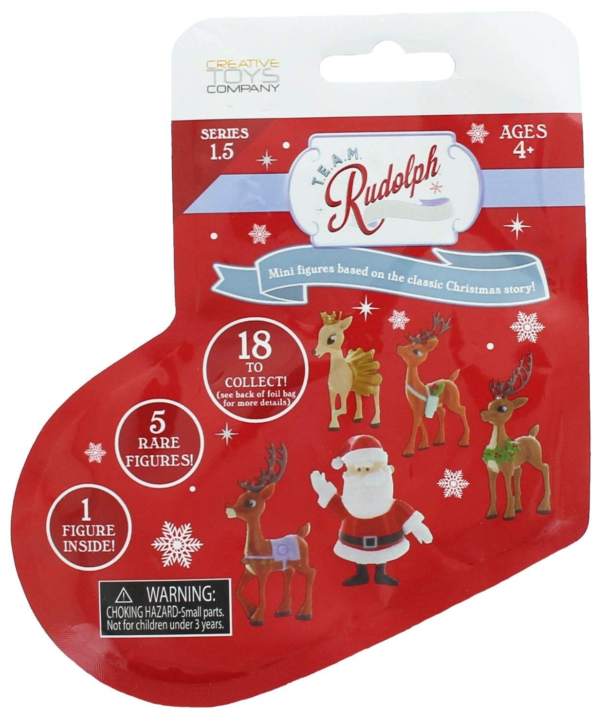 TEAM Rudolph Reindeer Stocking Foilbag 18 piece CDU (series 1.5) / Toys