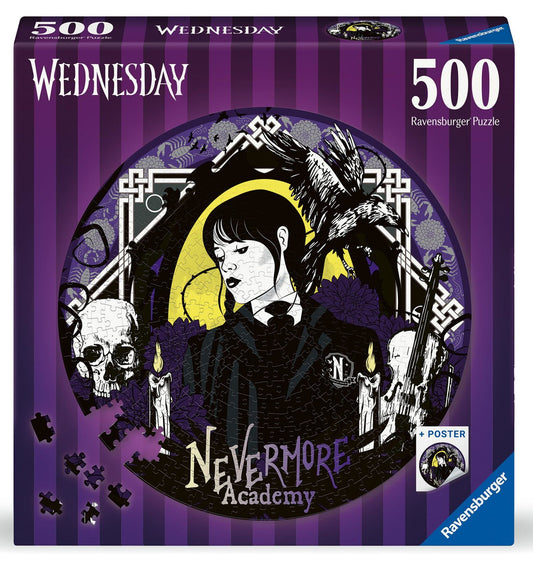 Wednesday Round Jigsaw Puzzle Nevermore Academy (500 pieces)