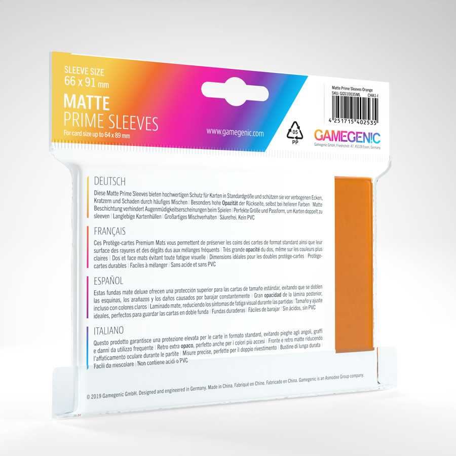 UNIT Gamegenic Matte Prime Sleeves Orange (100 ct.)