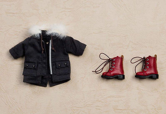 Original Character Parts for Nendoroid Doll Warm Clothing Boots & Mod Coat Black
