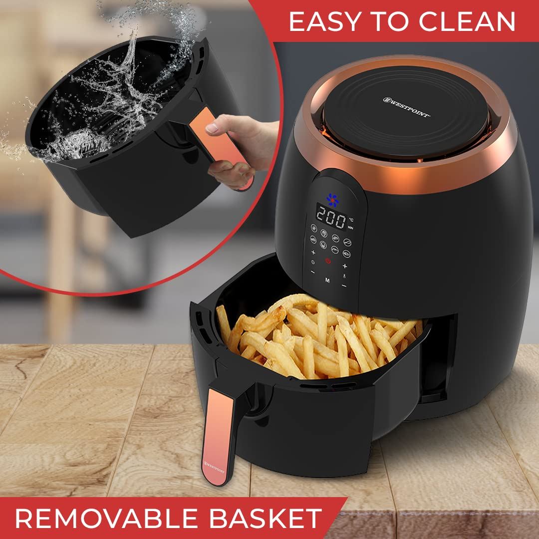 Westpoint 3.5L Deluxe Digital Air Fryer 1200-1400W (Black & Rose Gold) (UK Plug)