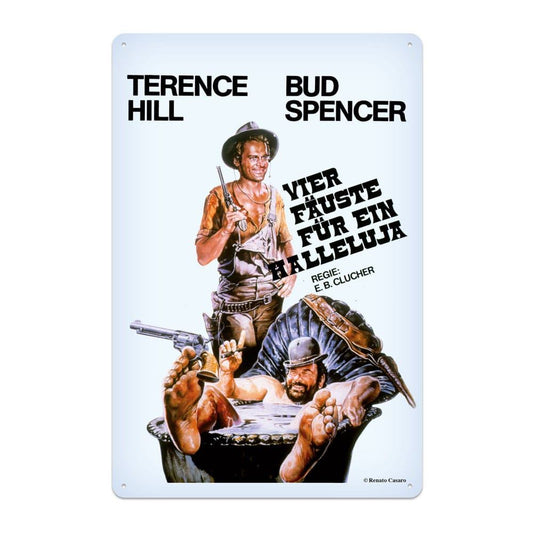 Bud Spencer & Terence Hill Tin Sign Vier F?uste f?r ein Halleluja 20 x 30 cm