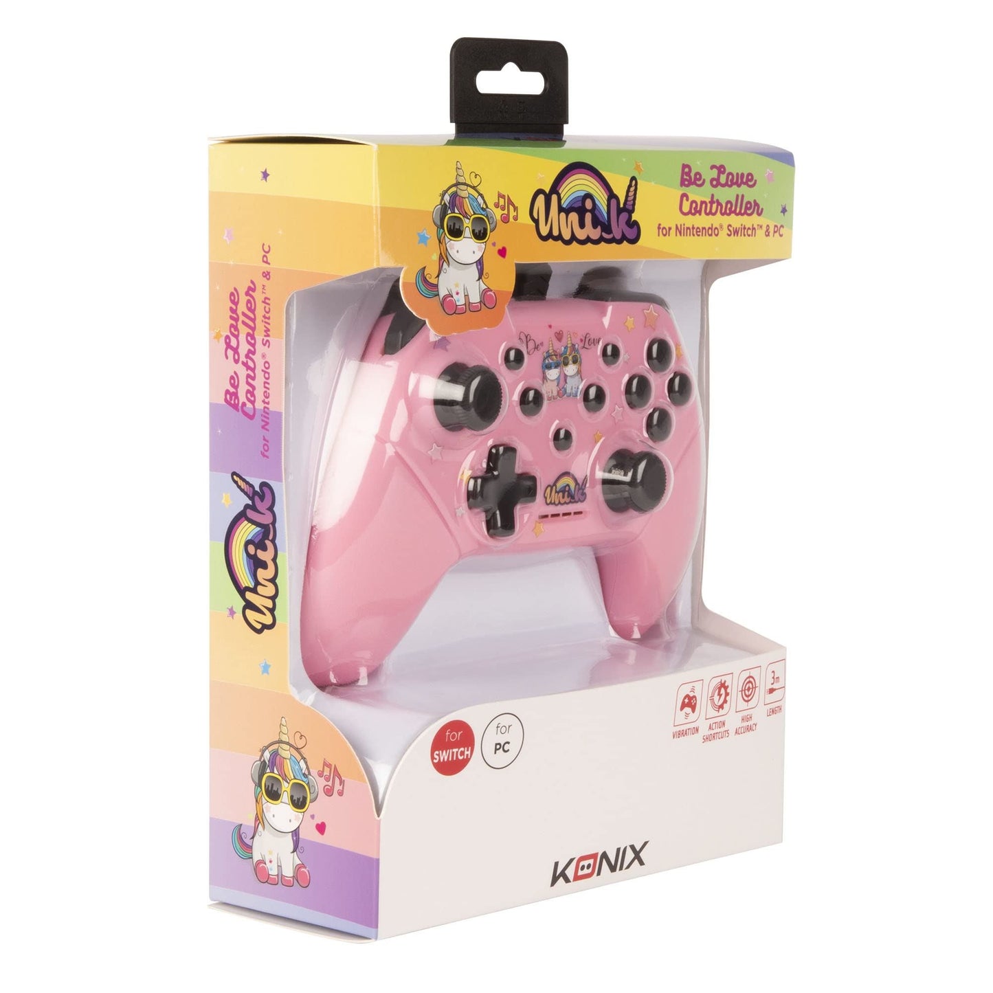 Konix Unik Switch Wired Controller (Be Love Pink) /Switch