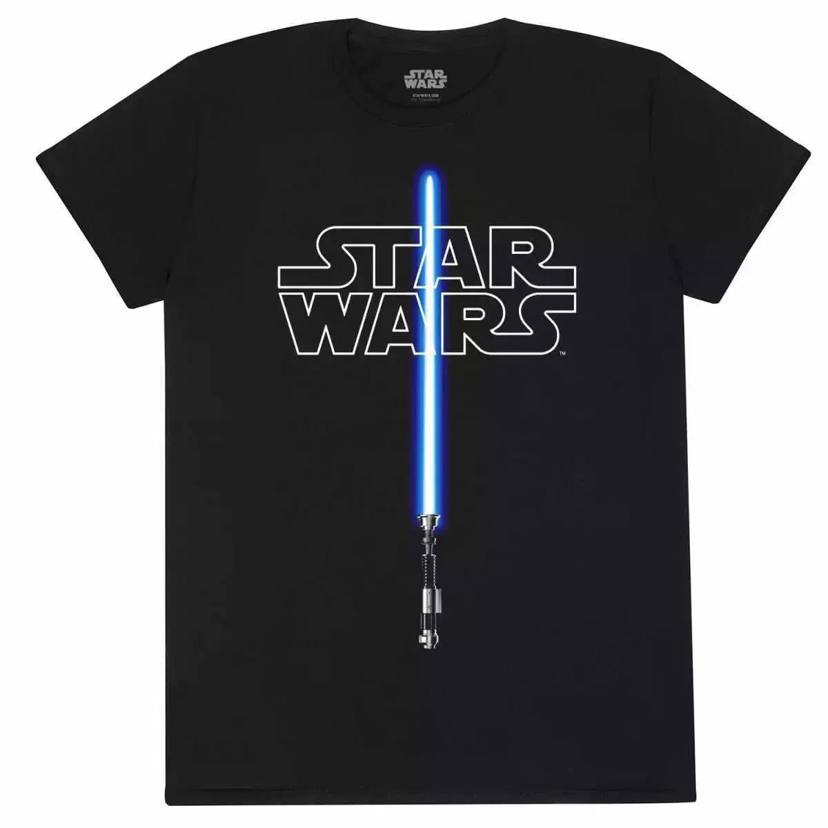 Star Wars T-Shirt Glow In The Dark Lightsaber Size M
